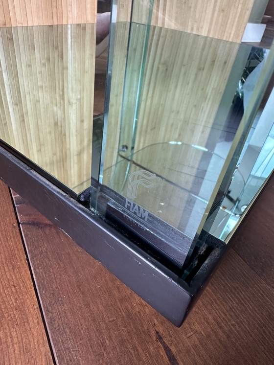 Image 1 of Gebogen groene glazen trolley van Fiam, Italië, jaren 80