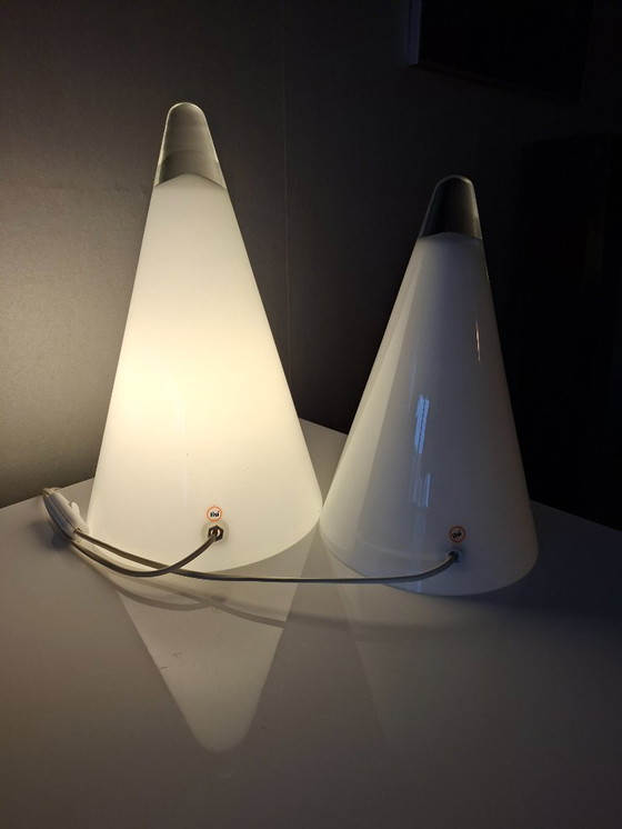 Image 1 of Lampe tipi ILU di Vetro, cône en verre de 35 cm et 30 cm, vendue ensemble.