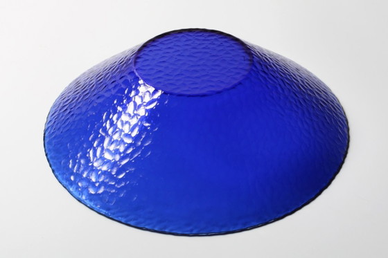 Image 1 of Mid-Century Cobalt Blue Glass Bowl / Large France Centerpiece / Arcoroc / France / 1980s