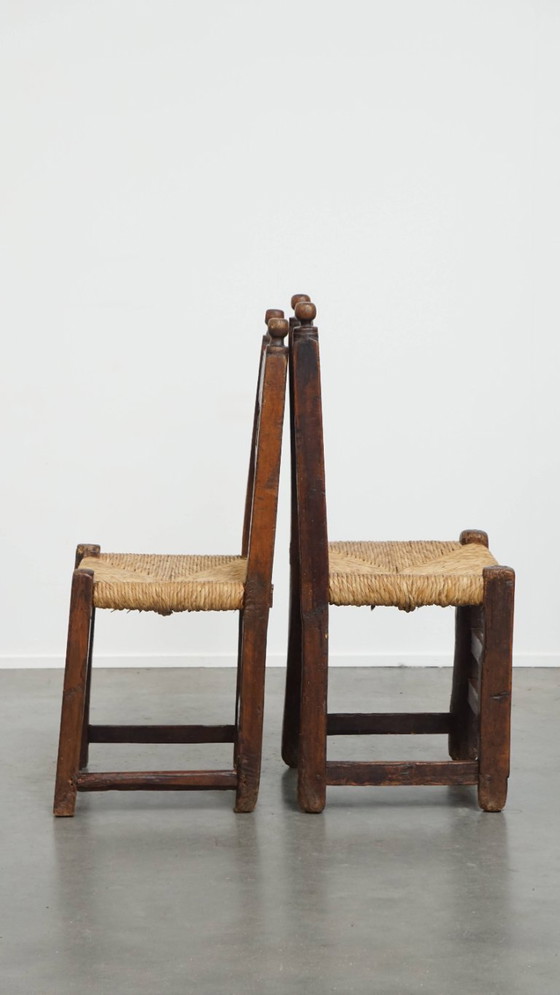 Image 1 of 4 x Antiker spanischer Bauernstuhl mit Korbsitz
