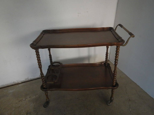 Walnut bar trolley, 1950s