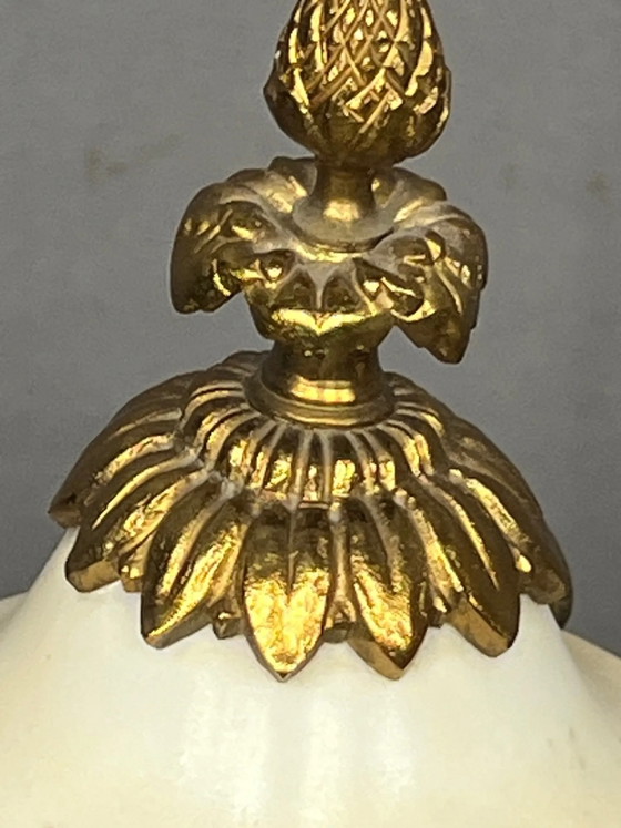Pair of vases in Louis XVI style. White marble and gilded bronze. (photo 6 of 6)