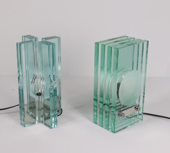 Image 1 of Set of 2 table lamps/glass objects by Giorgio Reggiori for Gallotti & Radice, 1960s, Italy