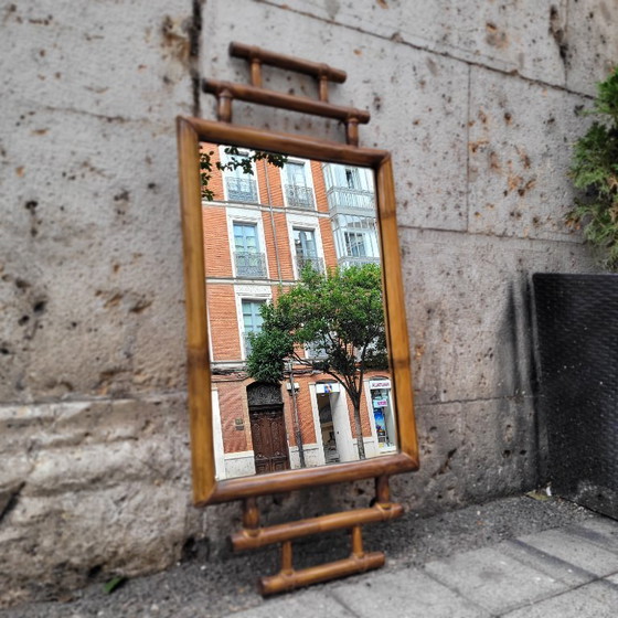 Image 1 of Koloniale spiegel met bamboe frame, 1900 - Frankrijk