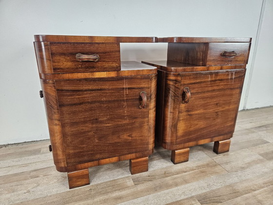 Image 1 of Mesitas de noche Art Déco en madera de nogal