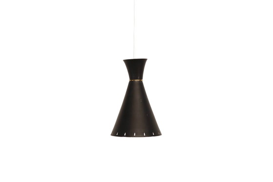 Vintage Diabolo pendant lamp by Svend Aage Holm Sorensen – Brass, Scandinavian (photo 4 of 4)