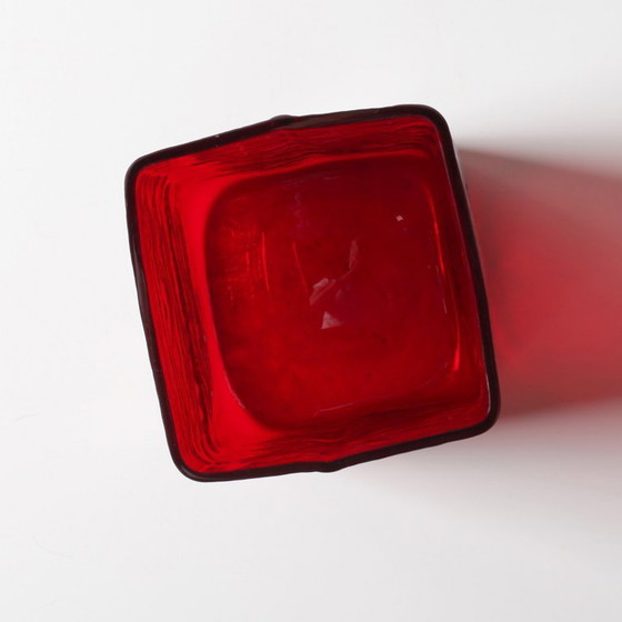 Image 1 of Mid-Century Modern Red Glass Vase by Christer Sjögren, Lindshammar, Sweden