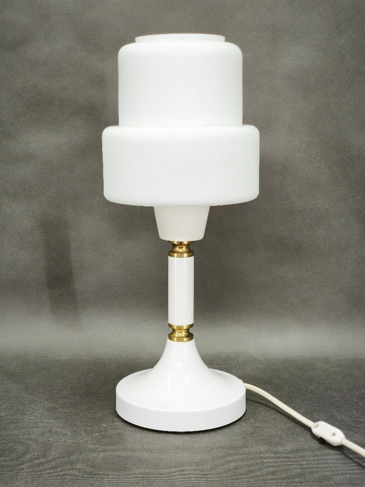 Drukov Opalglas- und Messing-Tischlampe, Tschechoslowakei, 1970er Jahre – tafellampen, Metal