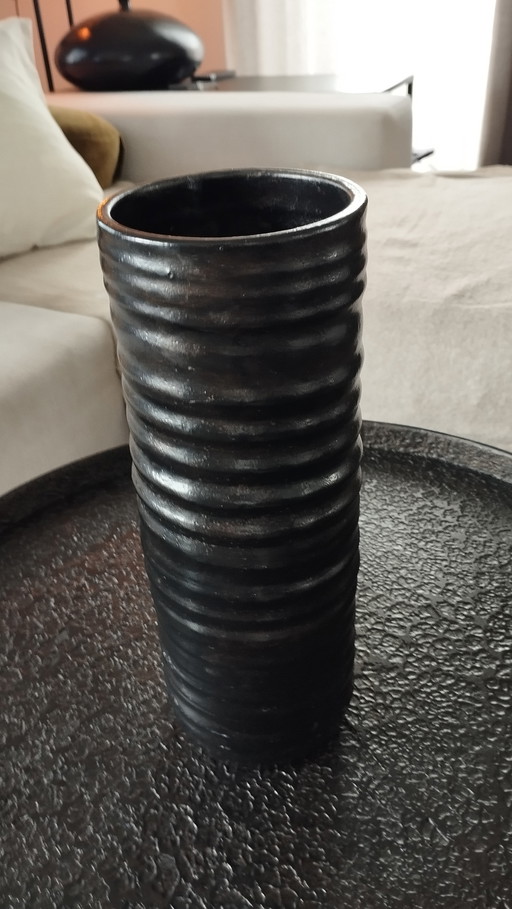 Vintage Zylindrische Vase Jan de Graaf Stuio Töpferei