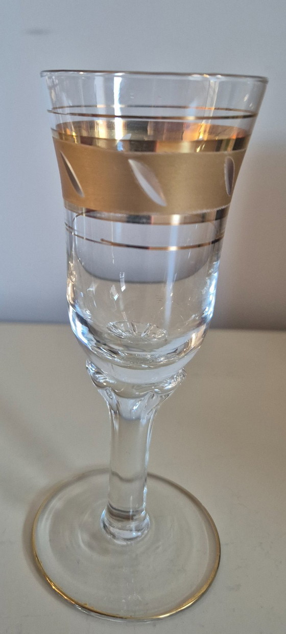 Image 1 of Magnifique ensemble de verres à porto/liqueur vintage à décor doré des années 1960