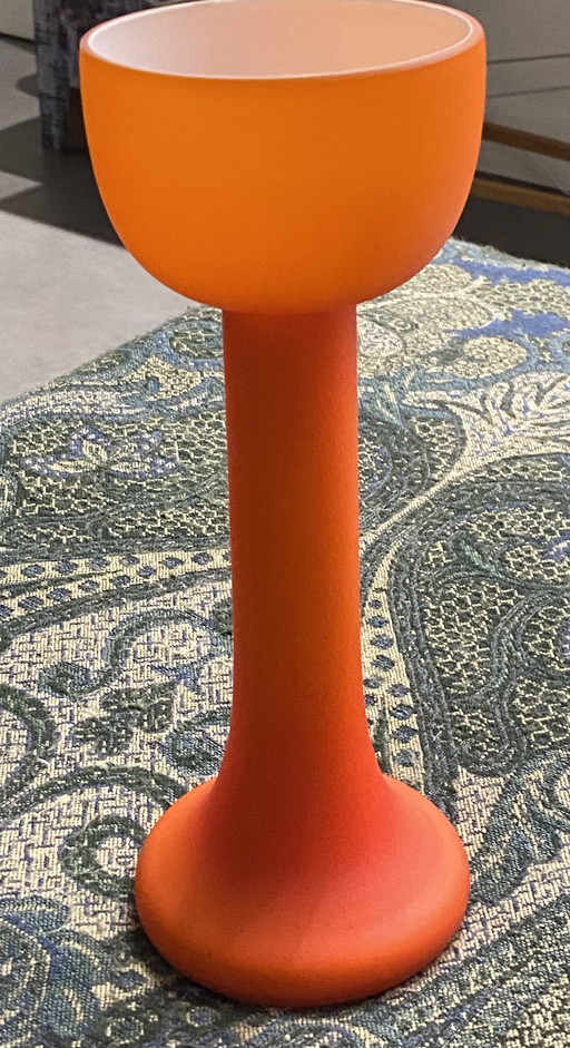 Carlo Moretti satijnato vaas oranje wit 24,5 cm 