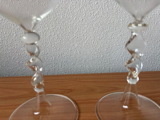 Image 1 of Jos Böhm: 2 Bijzondere wijnglazen hand geblazen collectors item.