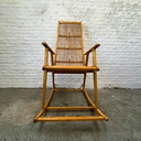Fauteuil à bascule Hellerau Vintage Design en rotin et bois