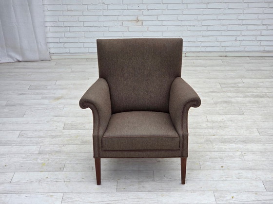 Image 1 of 1960s, Danish armchair, furniture wool, ash wood legs.