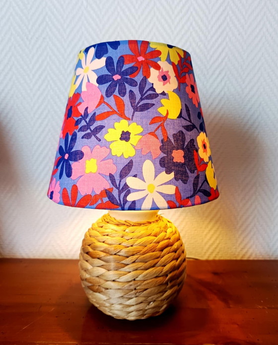 Image 1 of 2x Lampen aus Weide und Lampenschirme 1970 nach Maß