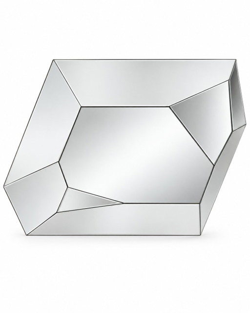 Großer asymmetrischer Wandspiegel mit zeitgenössischem italienischem Facettendesign – Glass (photo 2 of 9)