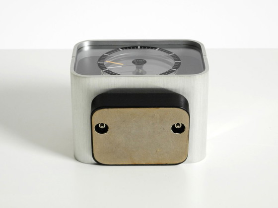 Image 1 of Horloge de table SABA originale, très rare et de grande taille, avec boîtier en aluminium, datant de 1975.