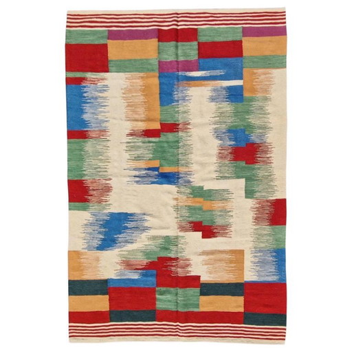 Handgeweven wollen kilimtapijt | Modern ikat-design | Verkrijgbaar in verschillende maten – vloerkleden en tapijten, Wool