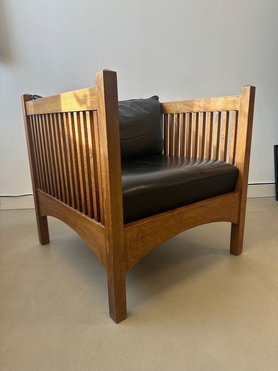 Image 1 of Vintage Bijenkorf 1990s leather cube chairs 