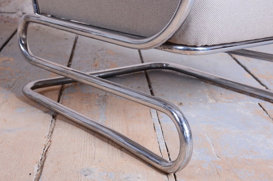 Restored Bauhaus Double Suspension Chair, Halabala, UP Zavody, Oak, Czech, 1930s – UP Závody, Armchairs (photo 3 of 16)