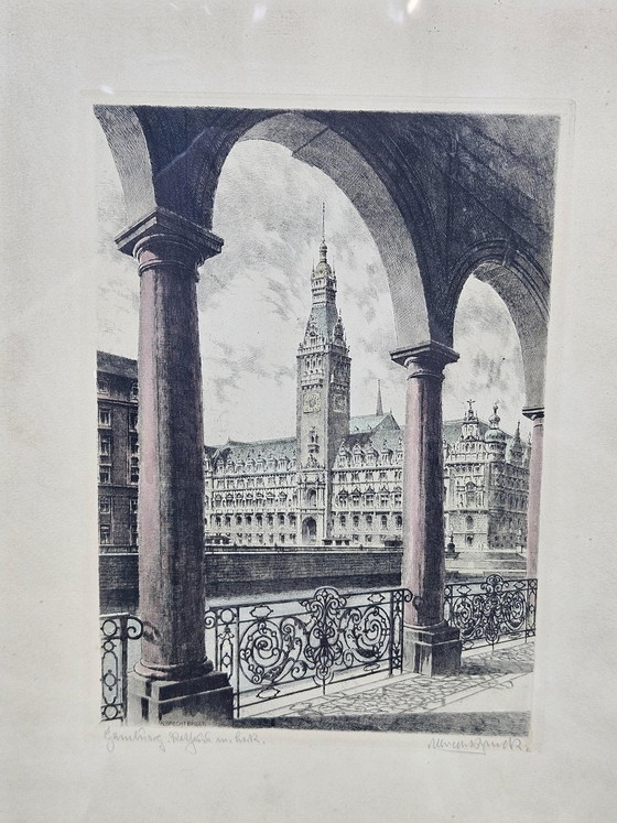 Albrecht Bruck, Stadhuis in Hamburg, Ets – Giclée Prints, Wood, Realisme (photo 14 of 14)