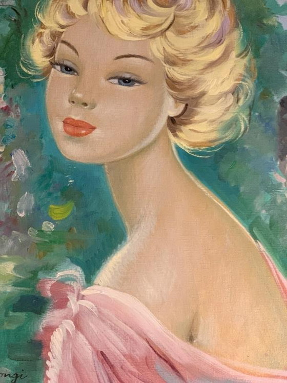 Lucia Longi, Portrait d'une jeune femme, Huile sur toile, années 1950 – Peintures et dessins (photo 8 of 16)