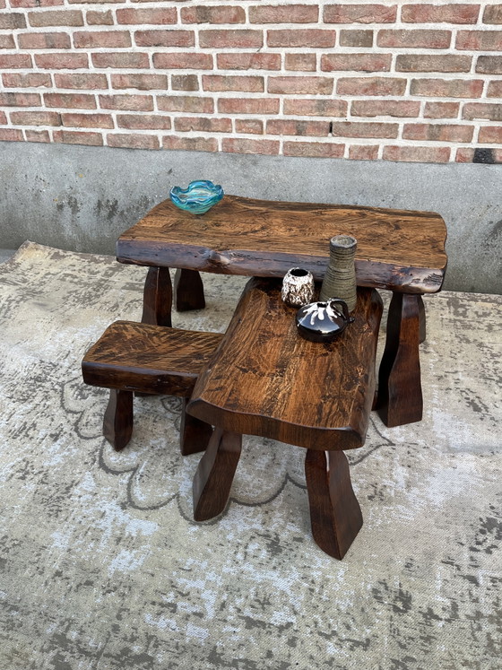 Image 1 of vintage brutalist wabi sabi salontafel set
