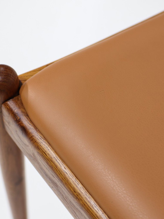 Hans J. Wegner W1 Chaise Chêne Cuir C.M. Madsen Années 1950 – Hans Wegner, Chaises de salle à manger (photo 12 of 12)