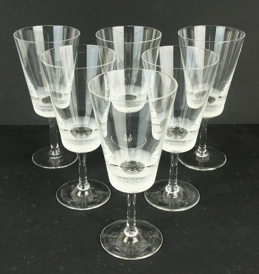 6 vintage wine glasses 'corona' series by ichendorf glass germany 1950s 60s