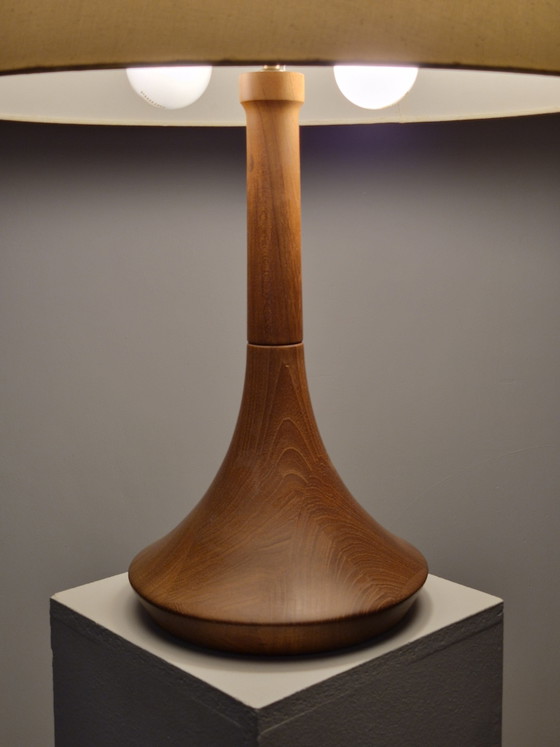 Danish Vintage Mid Century Teak Table Lamp Scandi – Brass, Wood (photo 13 of 15)