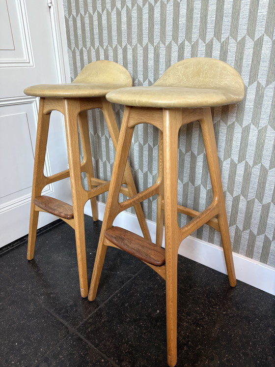 Image 1 of Set of 2 vintage Erik Buch model 61 bar stools