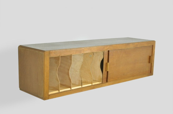 Vintage Mid-Century Wall Cabinet with Sliding Doors, 1960s – Wood (photo 4 of 14)