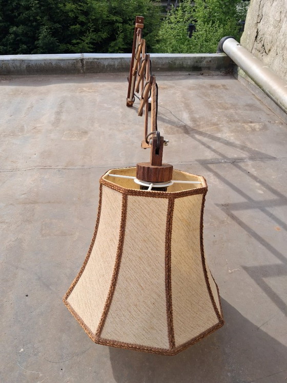 Image 1 of Lámpara de tijera de madera de teca, 1950