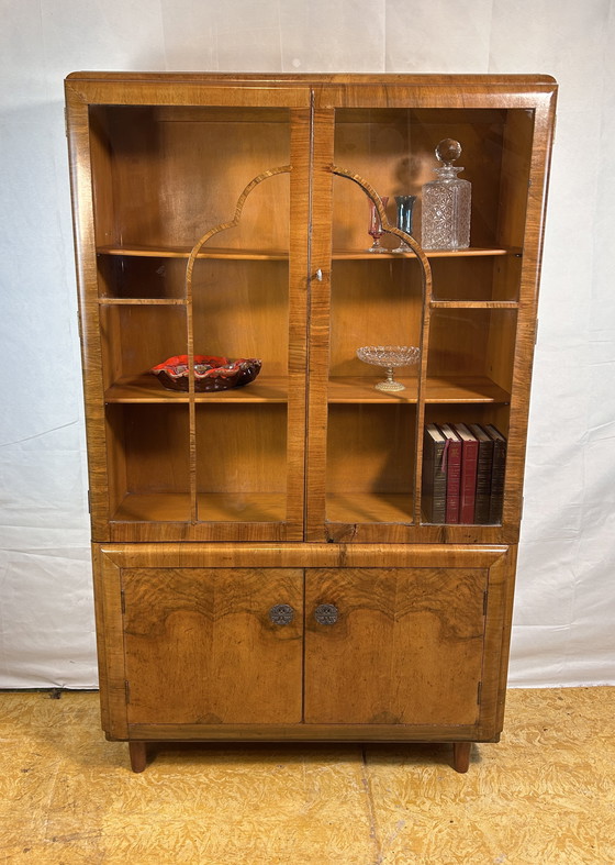 Image 1 of Art Deco Vintage Bookcase / Display Cabinet – 1930s–1940s  