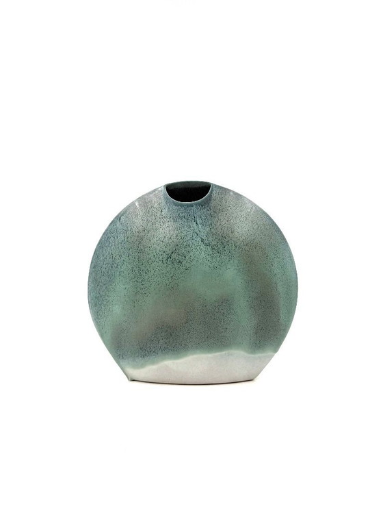 Image 1 of Jarrón solifleur de cerámica azul de mediados de siglo, Francia 1970