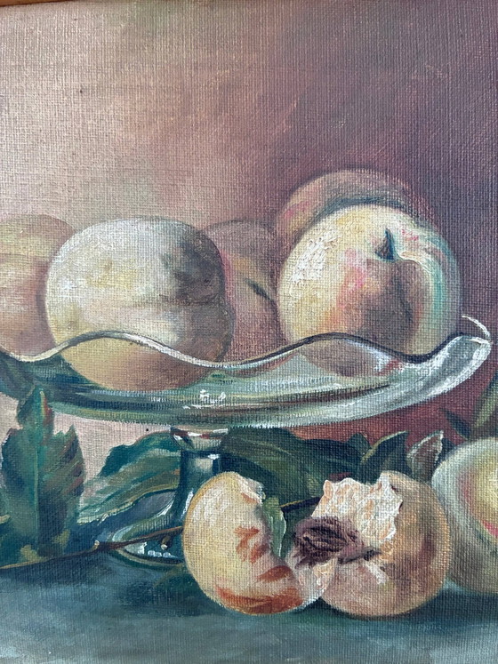 Image 1 of Peinture à l'huile originale ancienne nature morte, art de la cuisine aux fruits