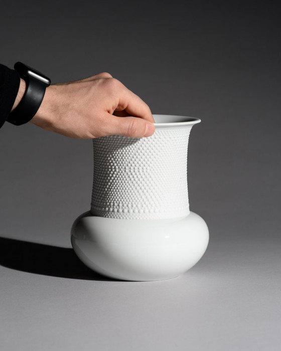 Image 1 of Sculptural Rosenthal Studio-Line Vase Duo Tapio Wirkkala Black & White Porcelain