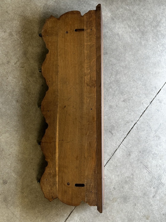 Image 1 of Perchero antiguo de pared en roble tallado – Holandés – 5 ganchos