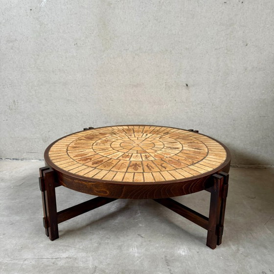 Image 1 of Round Brutalist Ceramic Coffee Table by Roger Capron, France 1960
