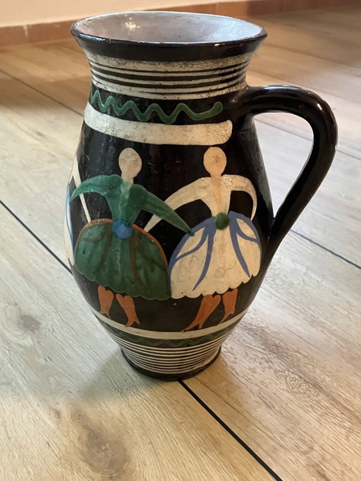 Vintage Vase pichet Art déco Motif slovaque