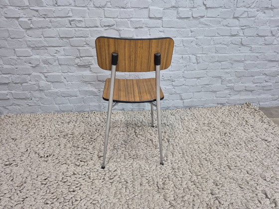 Image 1 of Mixed Set of 4 Vintage Design Kitchen Chairs by Brabantia, Wood-Effect Formica, The Netherlands, 1960s