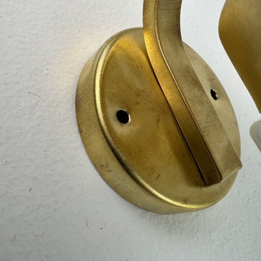 Antique Small Brass & Opaline Vintage Wall Sconce
