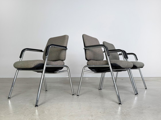 Image 1 of Lot de 3 chaises originales Drabert Chaise de conférence Accoudoirs Vintage