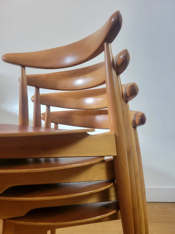 Image 1 of Set di quattro sedie "The Heart" di Hans J. Wegner per Fritz Hansen.