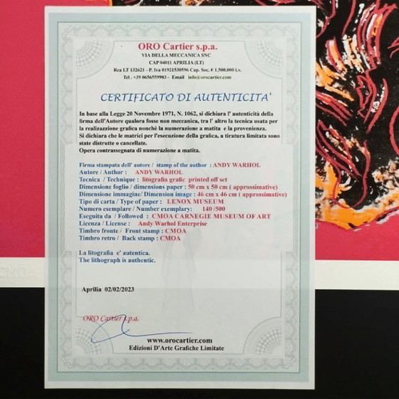 Image 1 of Litografía de edición limitada de Andy Warhol por CMOA, numerada a lápiz.