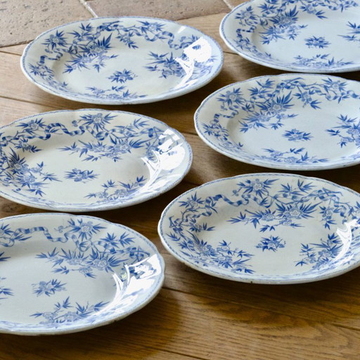 19th century Sarreguemines "Epine" ironstone plates (6AP)