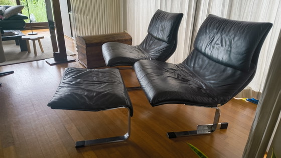 Image 1 of 2 Saporiti Onda Sessel und Fußhocker