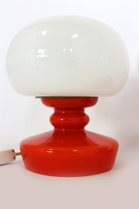 Image 1 of Glass Table Lamps attributed to Stepan Tabery for Osvetlovaci Sklo, 1970s, Set of 2