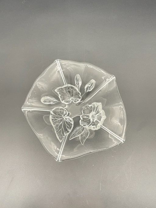 Walther Glas Evita Bol en Verre Vintage – Petit Bol à Fleurs en Verre avec Relief – 21 cm