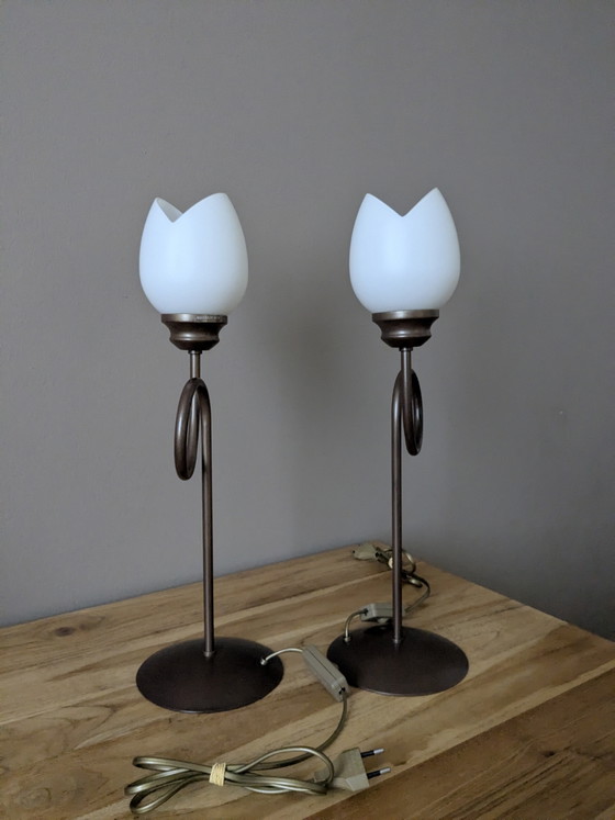 Image 1 of Set of Vintage Solid Table Lamps 'Tulip'